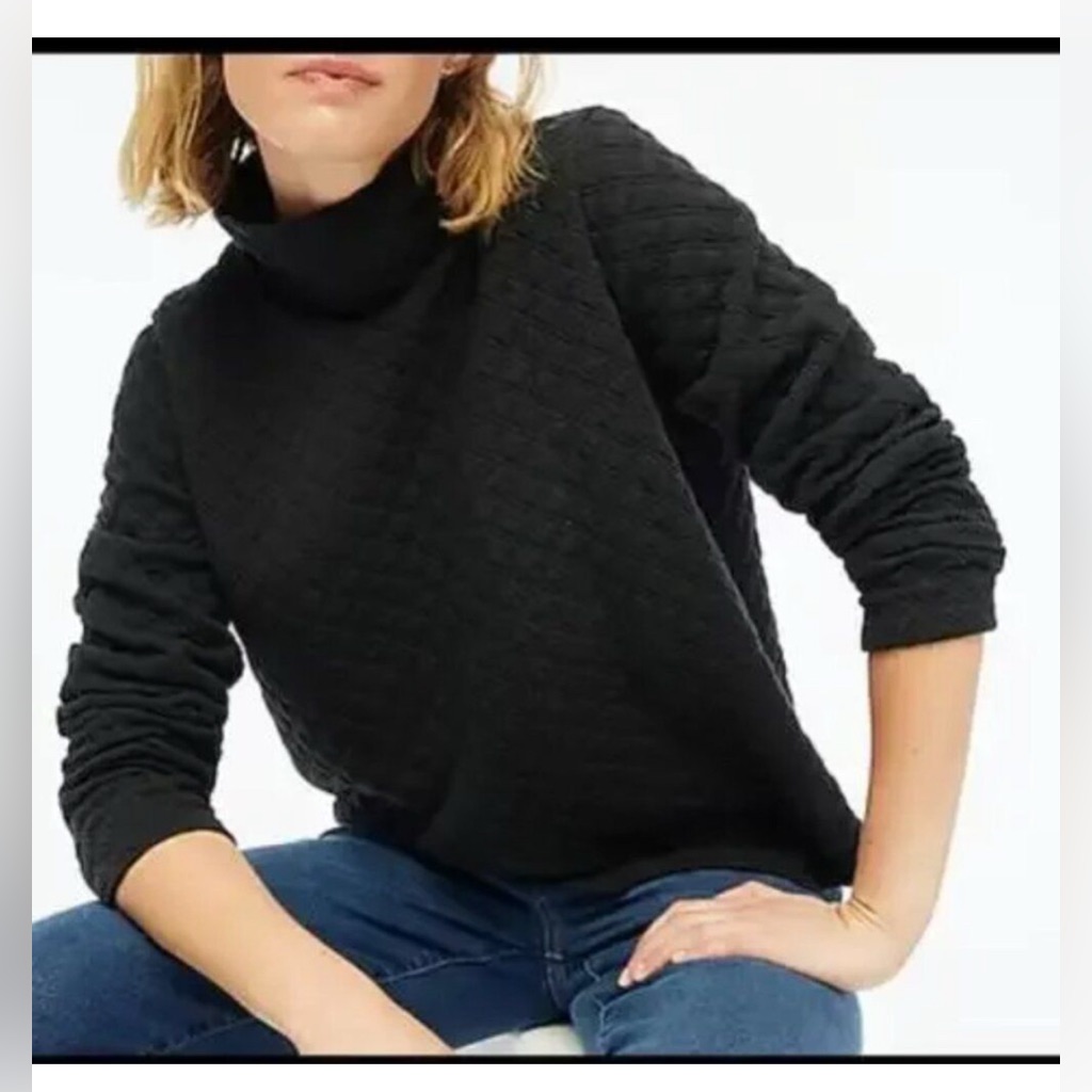 J. Crew Women's Turtleneck Quilted Sweater - Dark Gray